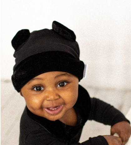 Little Black Outfit Velour Beanie Bear Hat